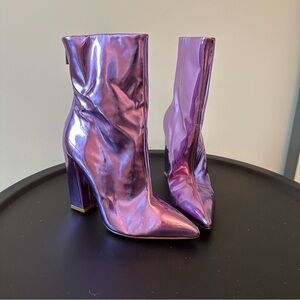 RAYE metallic purple heeled boots